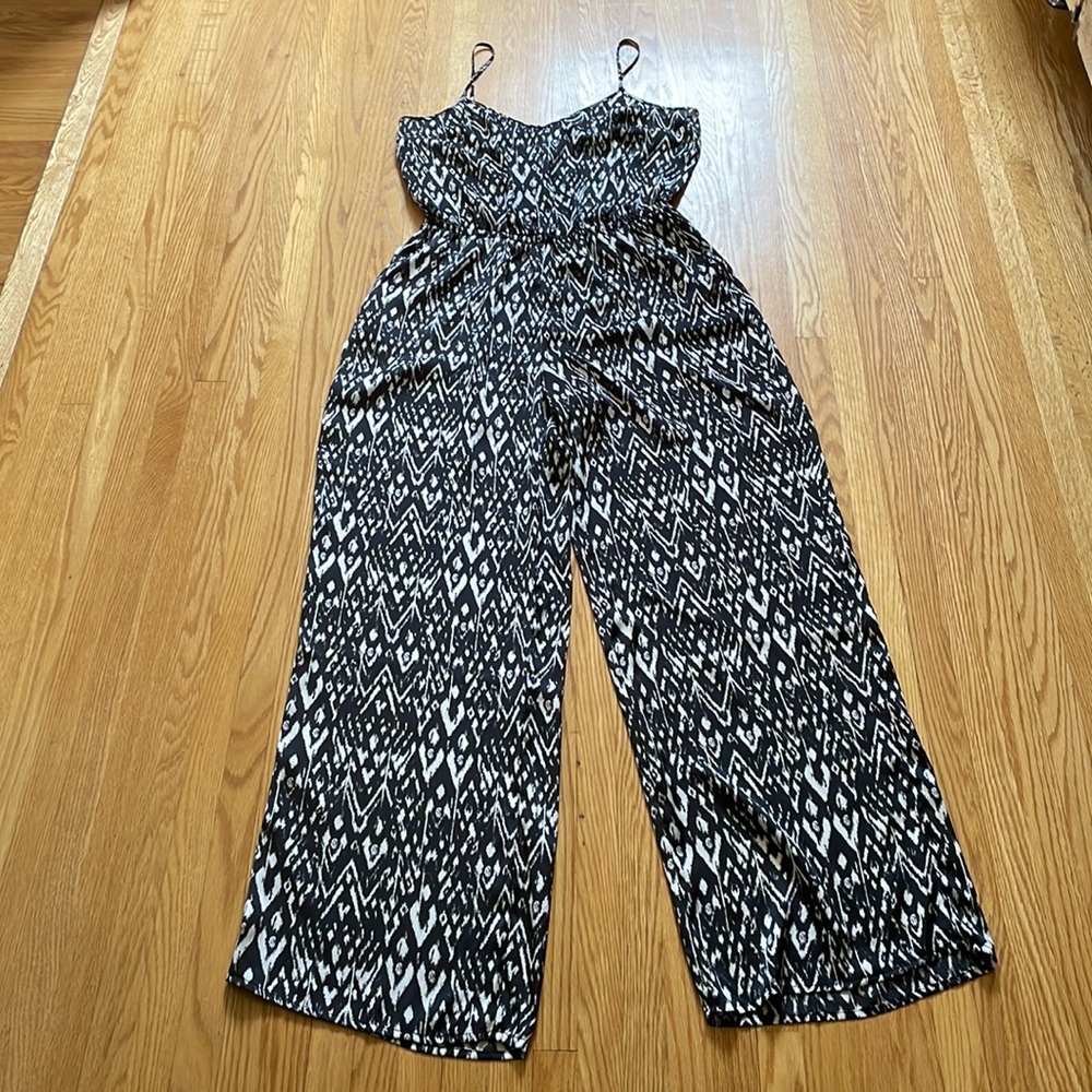 Black and white jumpsuit.